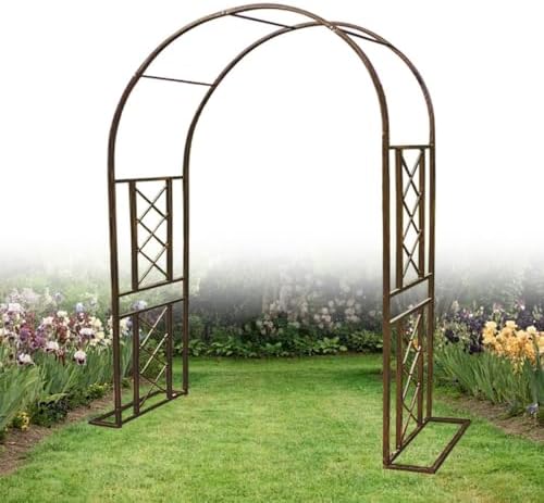 Heavy Duty Garden Arch Pavilion - White Wedding Arbor & Climbing Plant Trellis, Weather Resistant Pergola for Backyard & Lawn Decorations, 71" W x 90.5" H
