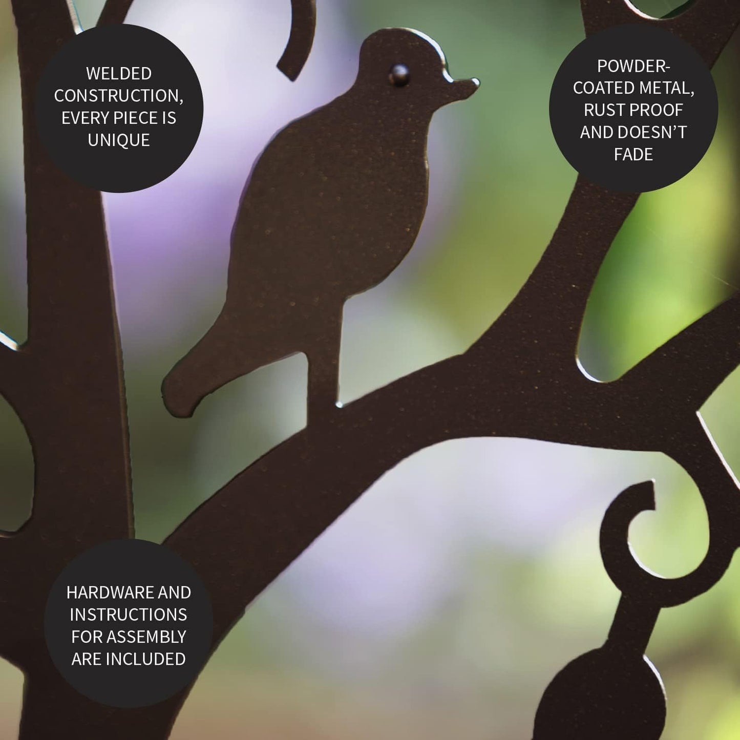 Plow & Hearth Arch Metal Outdoor Garden Arbor | Tree of Life | 83 Inches Tall | Black | Trellis Lattice for Plants | Wedding | Outdoor Patio Décor