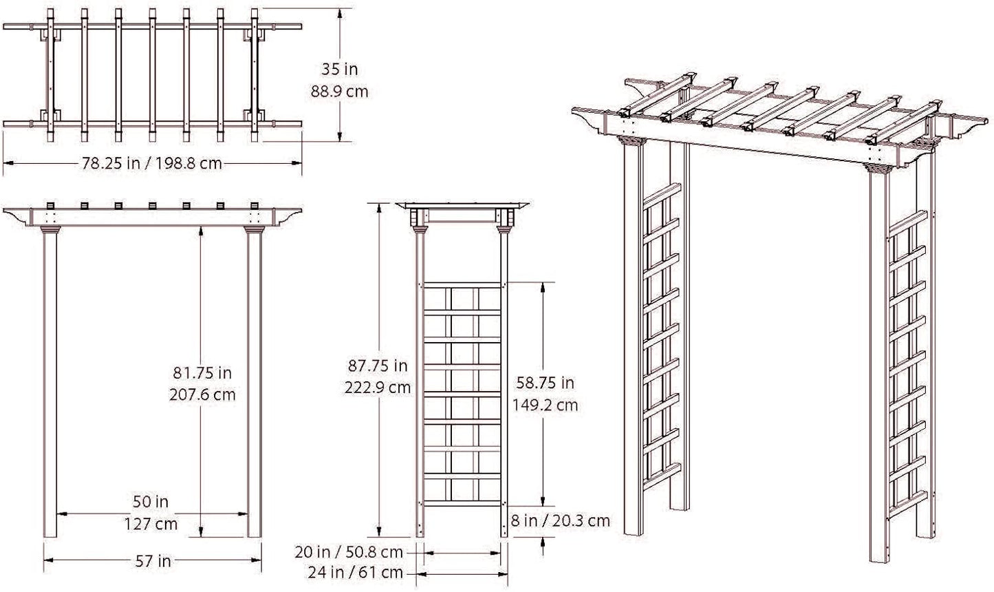 vita Carolina 57 inchW x 88 inchH Composite Vinyl Arbor