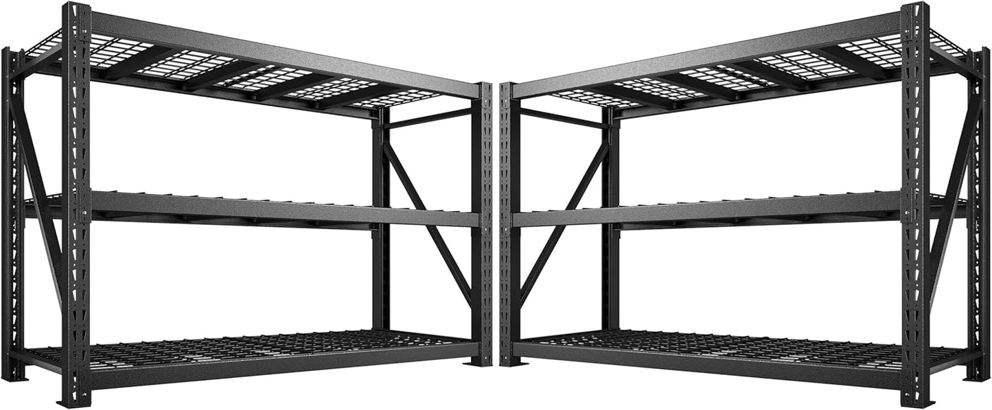 Bepatio 77" W Storage Shelves Heavy Duty Garage Shelving 8000LBS 4 Tier Metal Shelving Unit, Adjustable Shelves, Steel Industrial Shelving for Basement Warehouse Commercial,77" W*24" D*72”H,Black