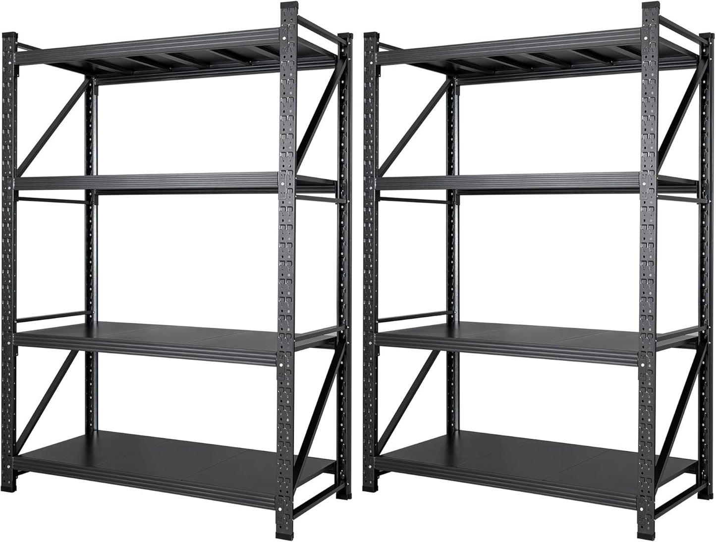 71” W Storage Shelves Heavy Duty, 5000LBS Metal Garage Shelving Units, 4 Tier Storage rack shelf, Steel Industrial Shelving , Adjustable Standing Shelf for Basement/Warehouse 71"W x 24"D x 70"H, Black