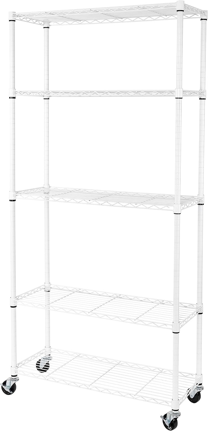 Seville Classics UltraDurable Heavy Duty NSF Solid Steel Wire Rack Storage Unit Organizer for Garage, Warehouse, Office, Restaurant, Classroom, Kitchen, 5-Tier Shelving, 60" W x 18" D
