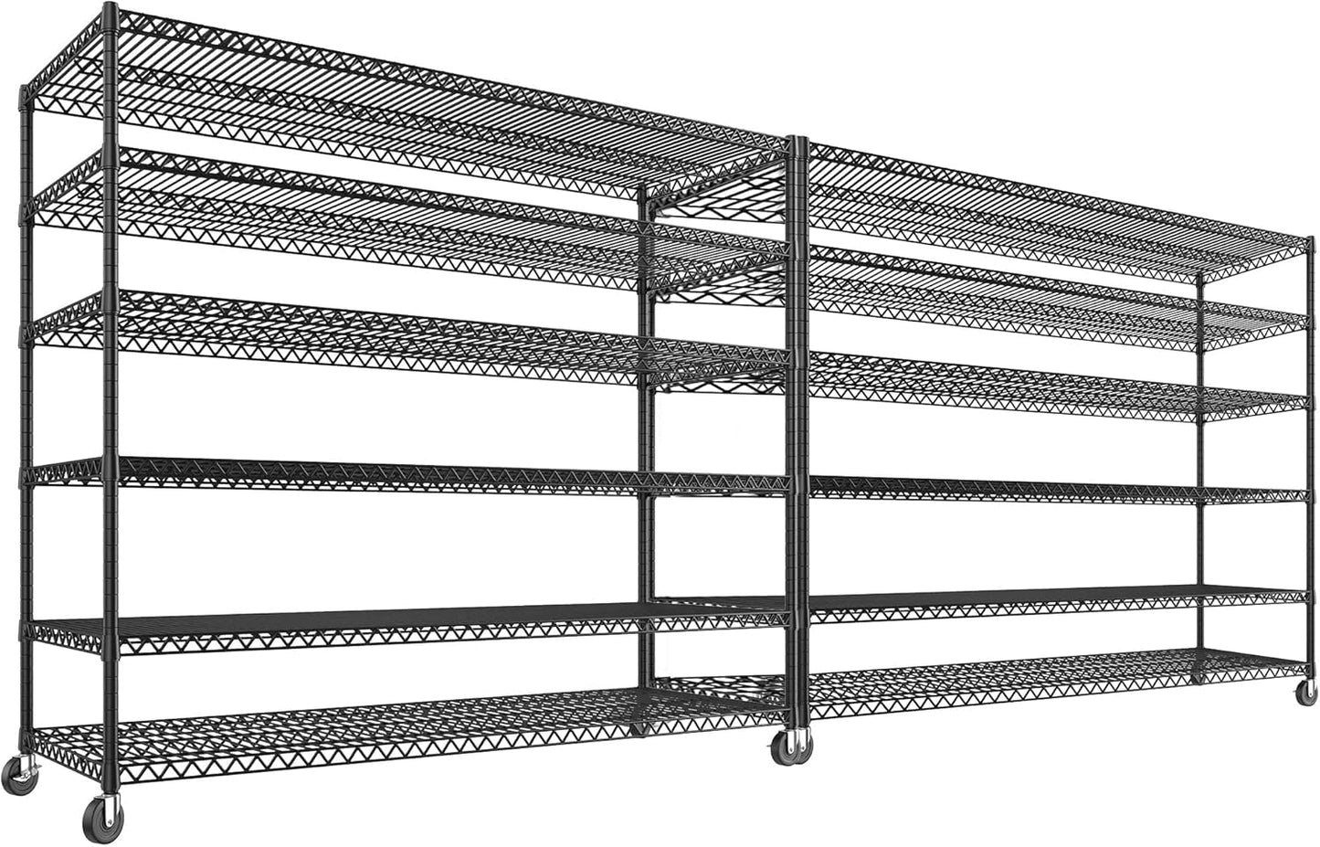 REIBII 85.7"H Storage Shelves 2998LBS Metal Shelving Units with Wheels&Feet, 5 Tier Garage Shelving Heavy Duty Adjustable Wire Shelf for Pantry Garage Commercial Industrials, 85.7"H X 55.5"W X 24.2"D