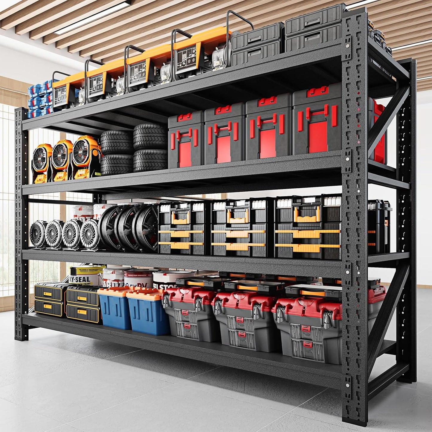 5000LBS Storage Shelves,71" W Garage Shelving Heavy Duty Metal Adjustable Garage Shelves, Shelving Units Industrial Shelving for Warehouse,71" W x 24" D x 69" H,Black