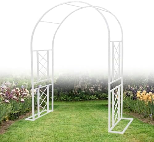 Heavy Duty Garden Arch Pavilion - White Wedding Arbor & Climbing Plant Trellis, Weather Resistant Pergola for Backyard & Lawn Decorations, 71" W x 90.5" H