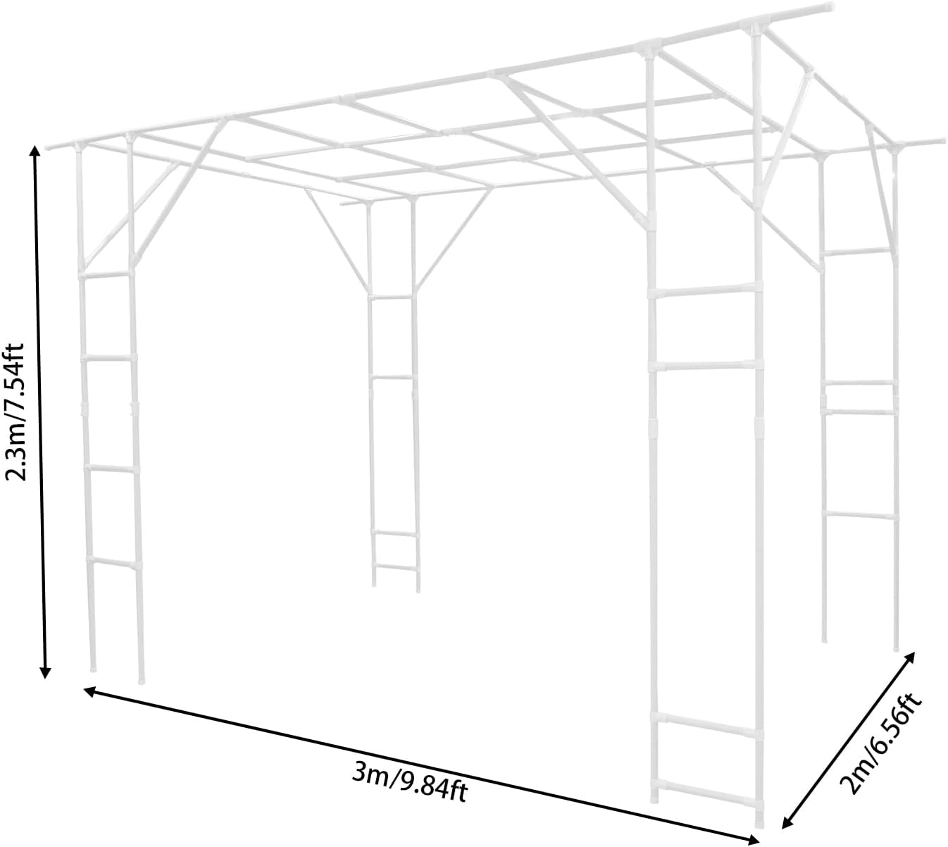 Large Grape Vine Trellis, Large Outdoor Garden Arch Trellis, Outdoor Plant Stand, Plant Climbing Display Rack for Courtyard and Garden Decoration (White, 3 * 2 * 2.3m/9.84 * 6.56 * 7.54ft)