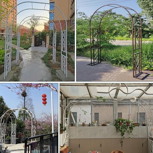 Heavy Duty Garden Arch Pavilion - White Wedding Arbor & Climbing Plant Trellis, Weather Resistant Pergola for Backyard & Lawn Decorations, 71" W x 90.5" H