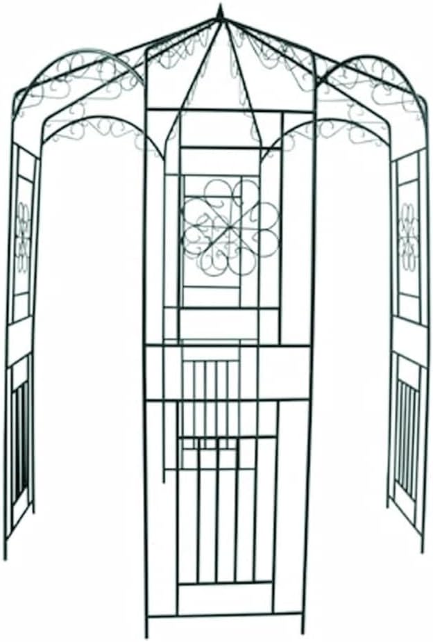Garden Arch 98.4" Dark Green,Romantic Wrought Iron Garden Arch Pavilion for Climbing Plants Patio Furniture