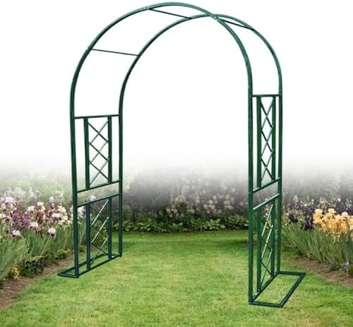 Heavy Duty Garden Arch Pavilion - White Wedding Arbor & Climbing Plant Trellis, Weather Resistant Pergola for Backyard & Lawn Decorations, 71" W x 90.5" H