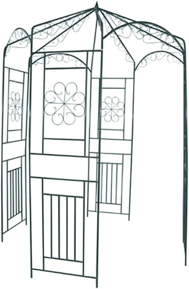 Garden Arch 98.4" Dark Green,Romantic Wrought Iron Garden Arch Pavilion for Climbing Plants Patio Furniture