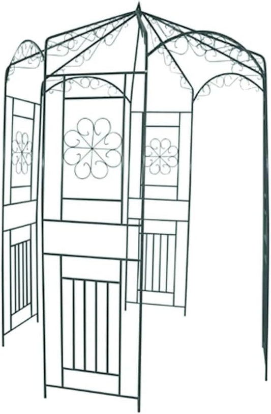 Garden Arch 98.4" Dark Green,Romantic Wrought Iron Garden Arch Pavilion for Climbing Plants Patio Furniture