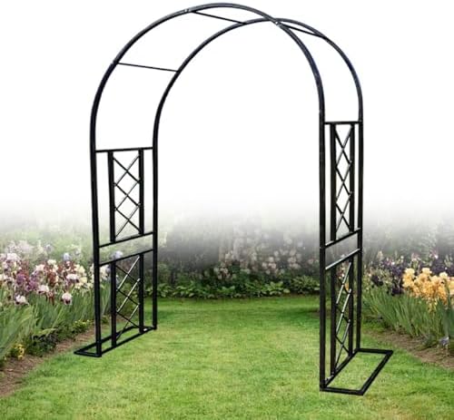 Heavy Duty Garden Arch Pavilion - White Wedding Arbor & Climbing Plant Trellis, Weather Resistant Pergola for Backyard & Lawn Decorations, 71" W x 90.5" H