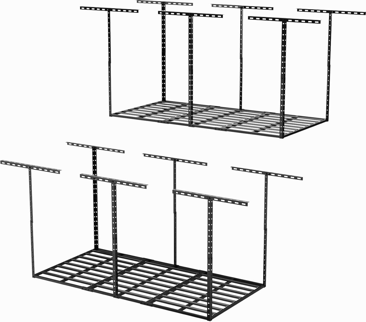 SunsGrove 4x8 Overhead Garage Storage Rack Organization, Adjustable Ceiling Mounted Storage Racks, 800LBS Weight Capacity, 22"-40" Ceiling Dropdown, Black