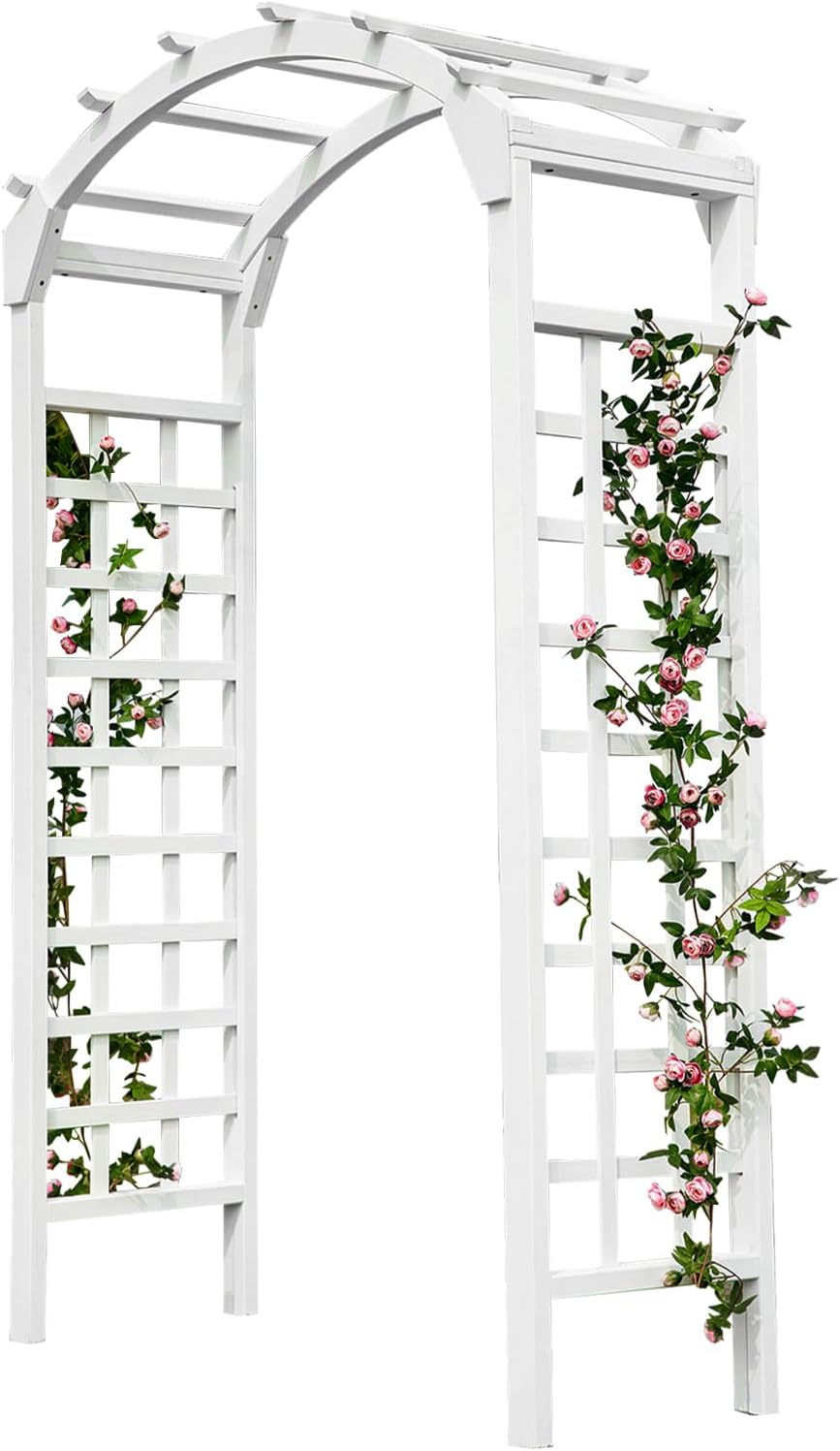 Solid Fir Wooden Garden Arch Premium Outdoor Trellis for Climbing Plants, 83.37”H×61”W×26’’D, Also can be Used for Wedding and Party Decoration