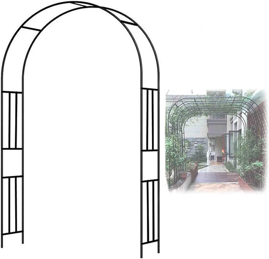 Large Metal Garden Arch, Rose Arch, Heavy Duty Strong Tubular Arbour, for Roses Climbing Plants Support Archway Garden Decoration,1.2m to 3m,Black-150×240cm
