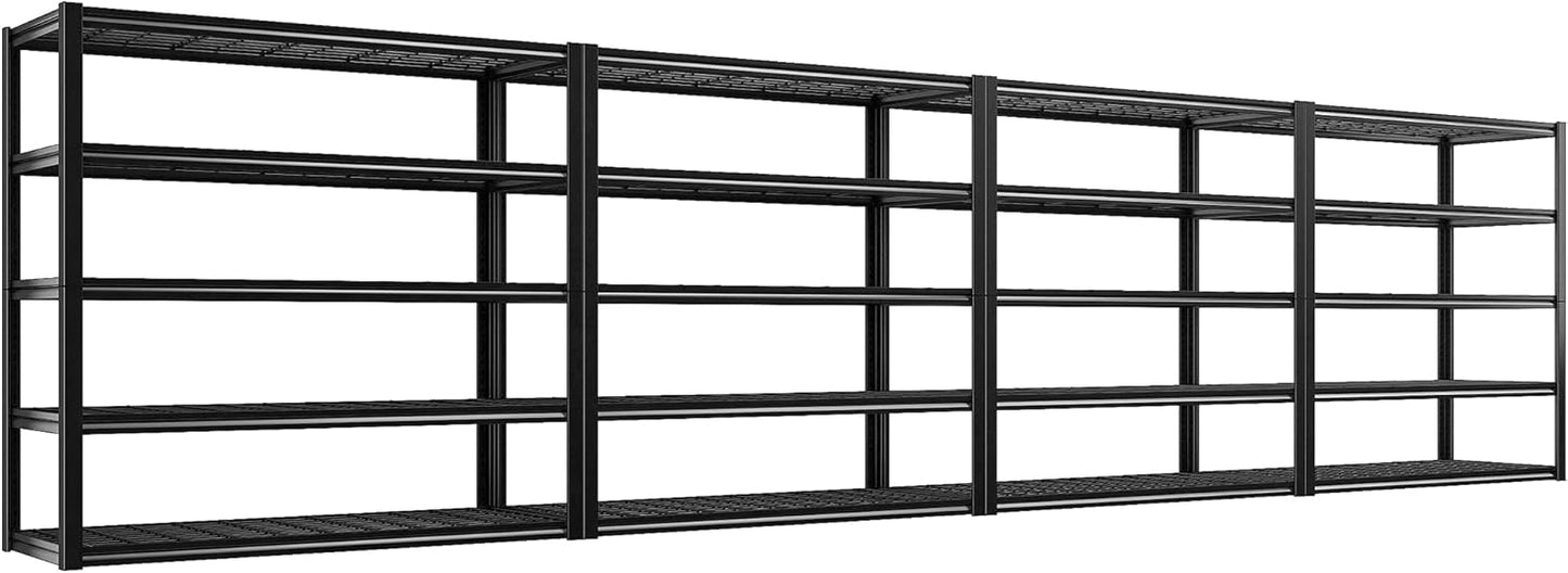REIBII 60" W Garage Shelving Heavy Duty Metal Shelving 3000LBS Storage Shelves Adjustable Metal Shelves for Storage Industrial 5 Tier Garage Shelves for Warehouse Basement Pantry 60"W x 24"D x 72"H