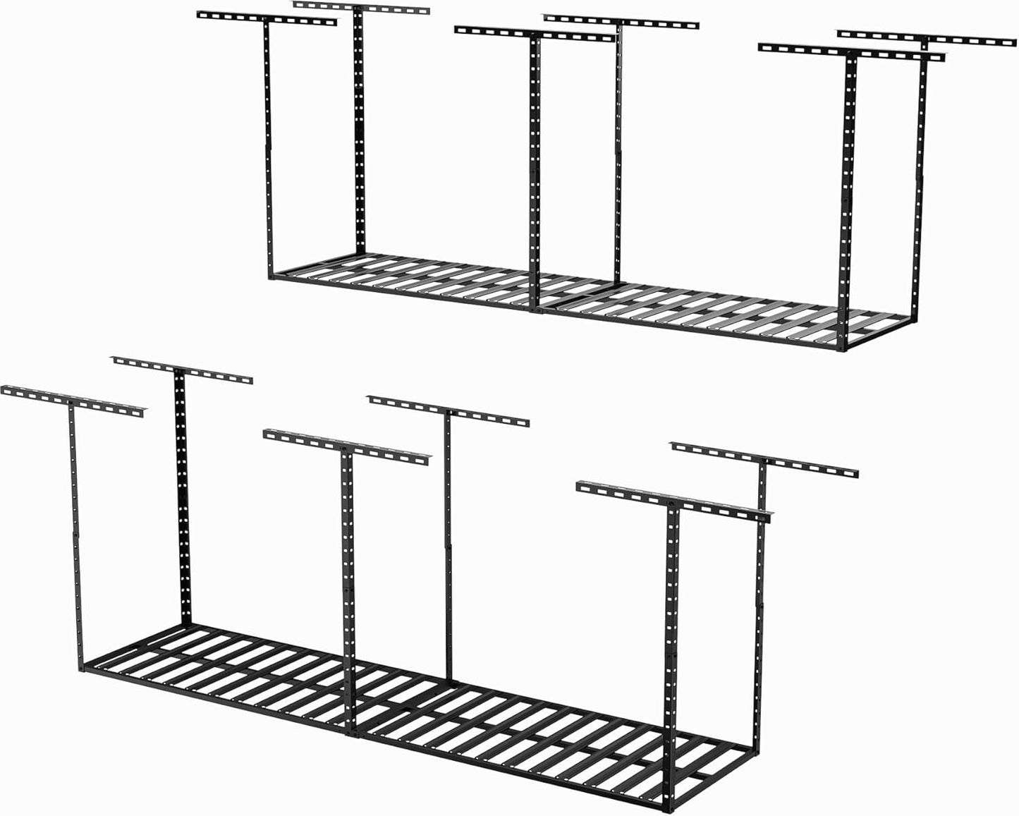 SunsGrove 4x8 Overhead Garage Storage Rack Organization, Adjustable Ceiling Mounted Storage Racks, 800LBS Weight Capacity, 22"-40" Ceiling Dropdown, Black