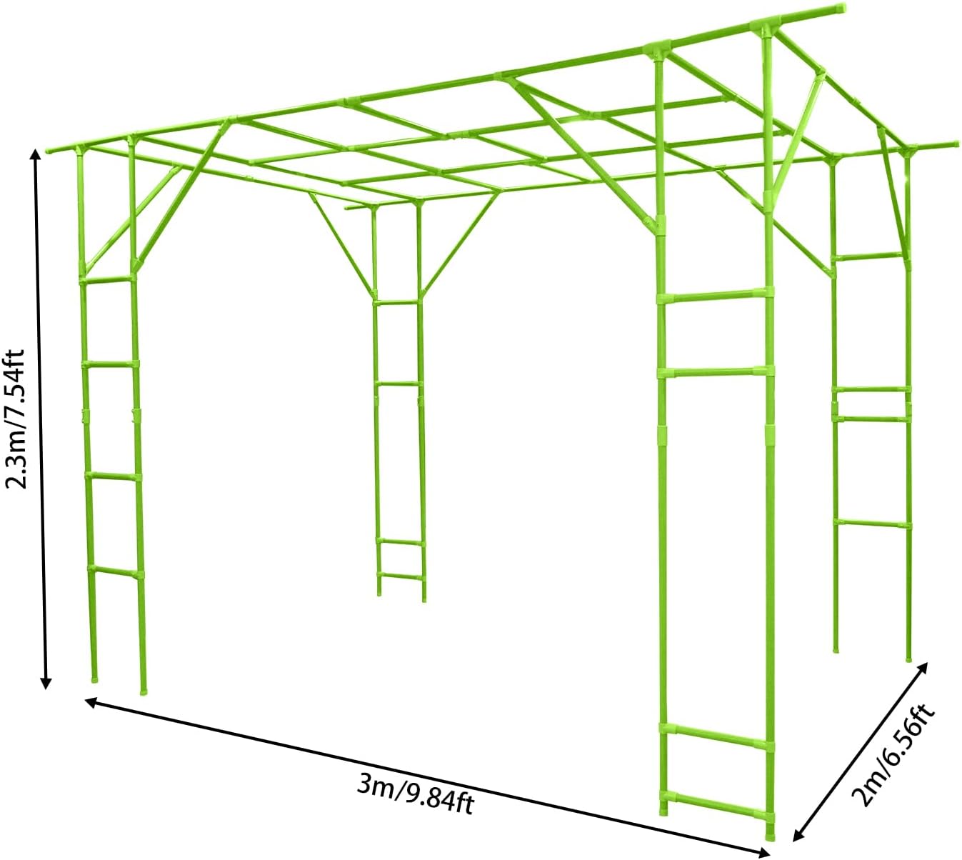 Large Grape Vine Trellis, Large Outdoor Garden Arch Trellis, Outdoor Plant Stand, Plant Climbing Display Rack for Courtyard and Garden Decoration (Green, 9.84*6.56*7.54ft/118.11*78.74*90.55inch)