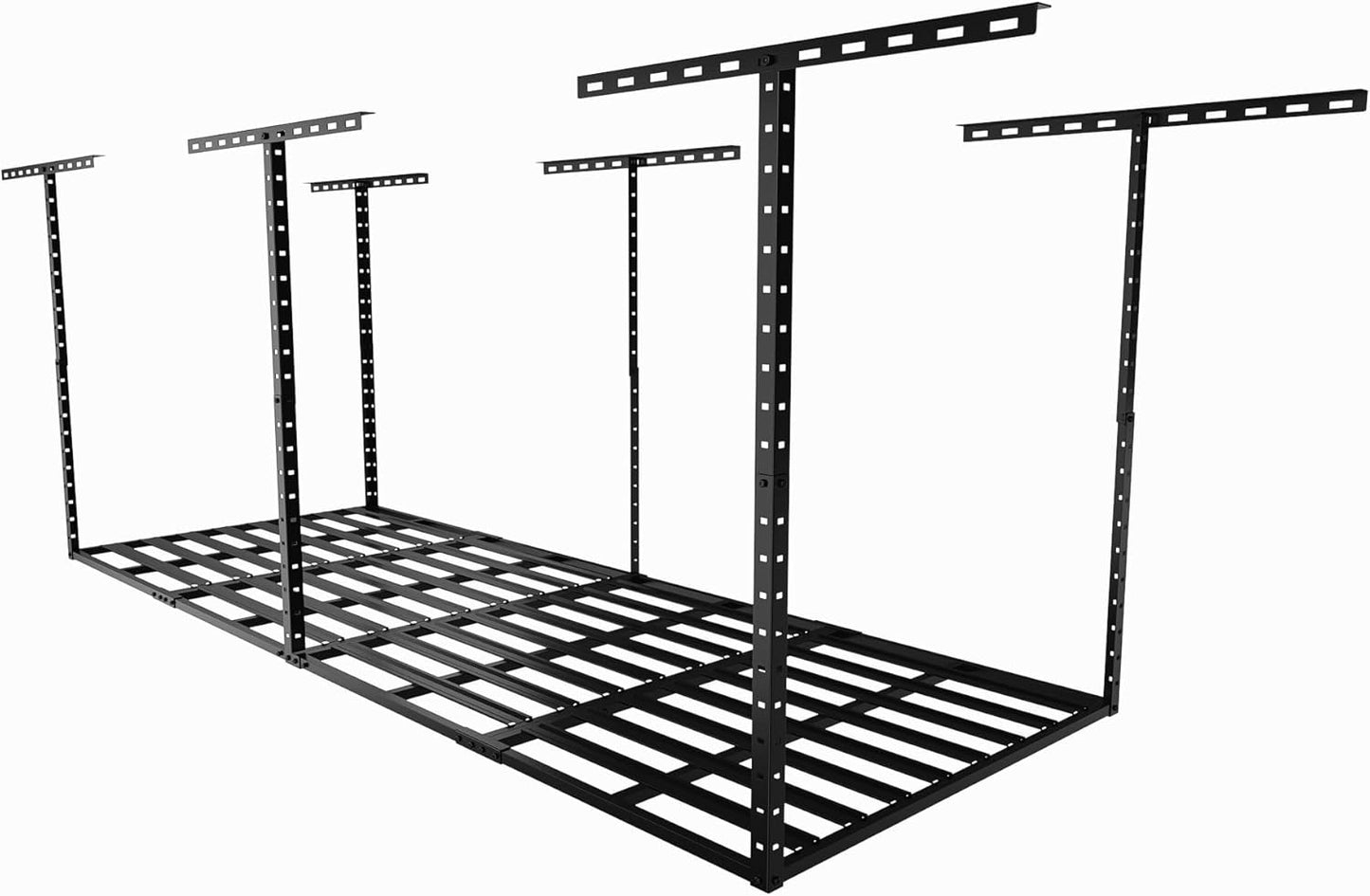 SunsGrove 4x8 Overhead Garage Storage Rack Organization, Adjustable Ceiling Mounted Storage Racks, 800LBS Weight Capacity, 22"-40" Ceiling Dropdown, Black