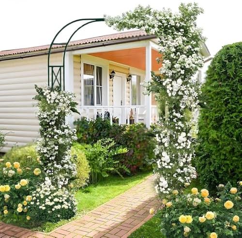 Heavy Duty Garden Arch Pavilion - White Wedding Arbor & Climbing Plant Trellis, Weather Resistant Pergola for Backyard & Lawn Decorations, 71" W x 90.5" H