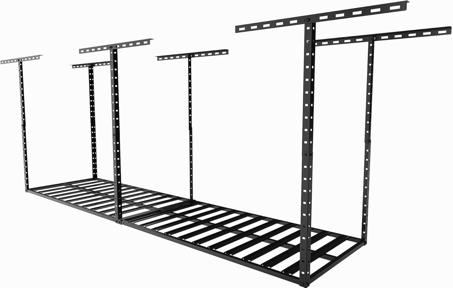 SunsGrove 4x8 Overhead Garage Storage Rack Organization, Adjustable Ceiling Mounted Storage Racks, 800LBS Weight Capacity, 22"-40" Ceiling Dropdown, Black