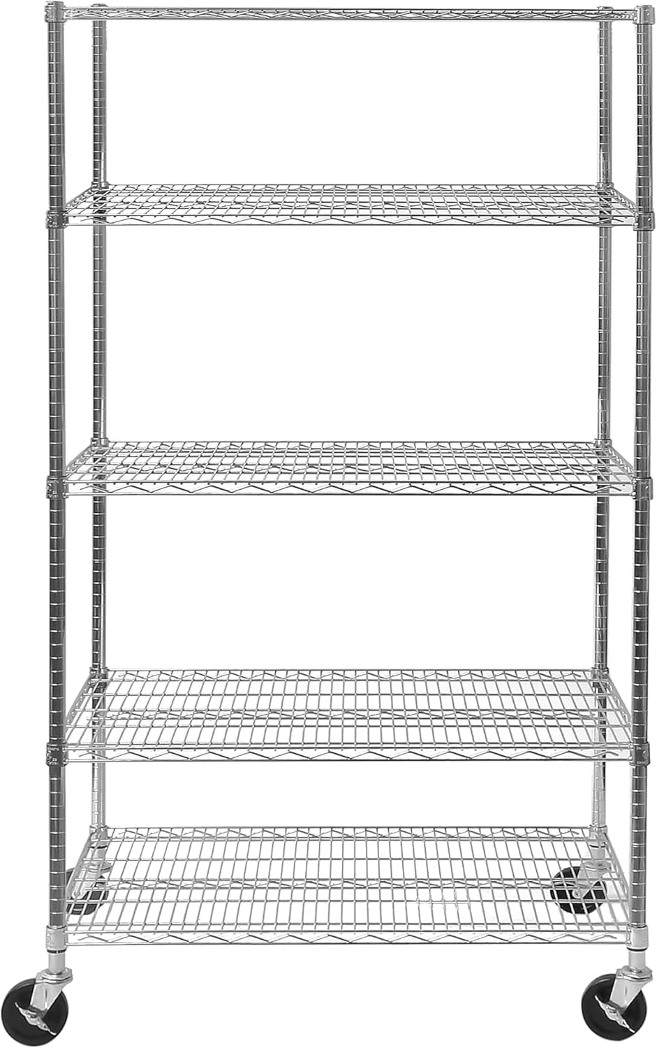 Seville Classics UltraDurable Heavy Duty NSF Solid Steel Wire Rack Storage Unit Organizer for Garage, Warehouse, Office, Restaurant, Classroom, Kitchen, 5-Tier Shelving, 60" W x 18" D