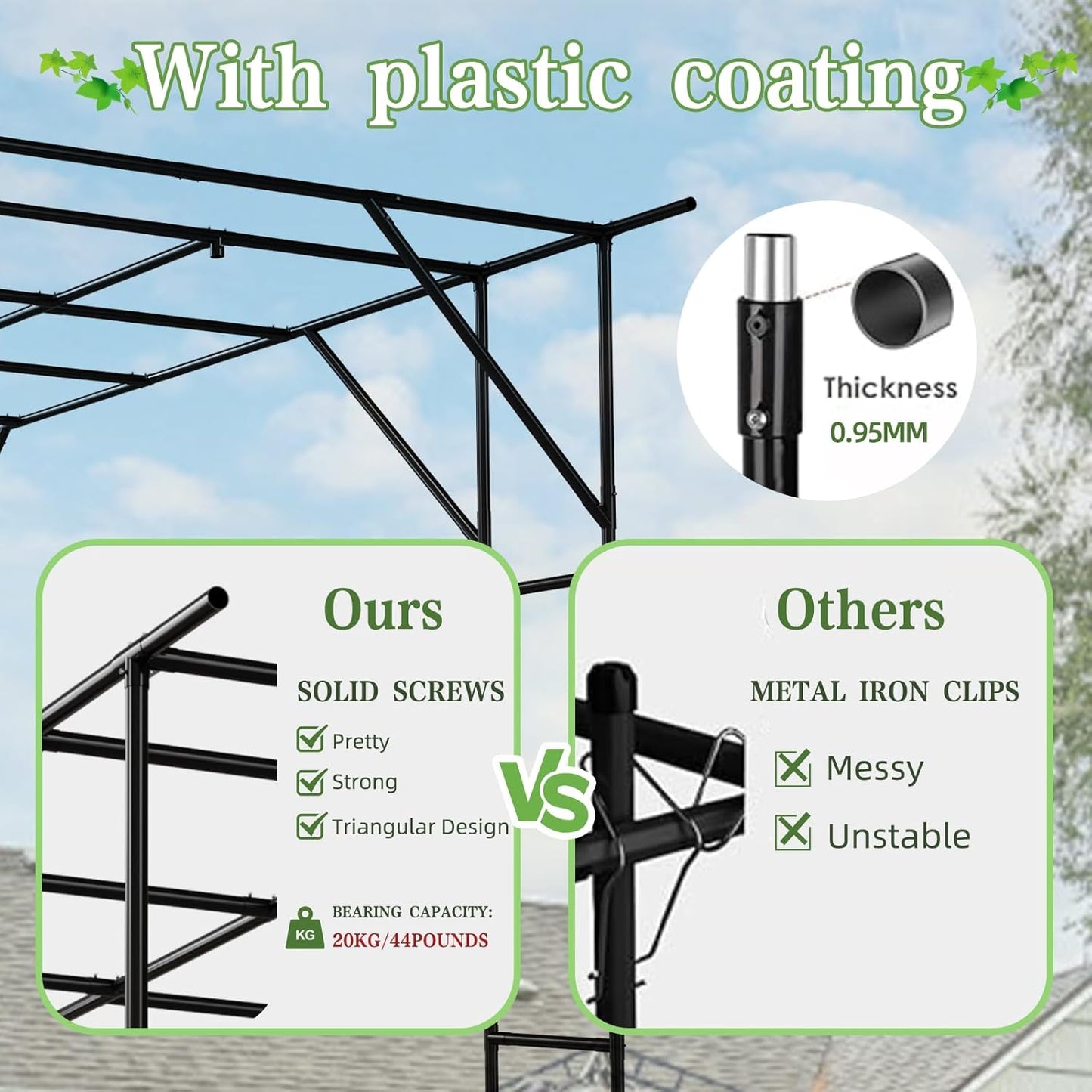 Grape Vine Trellis - Size: 78.8 * 78.5 * 59 inches - Large Outdoor Garden Arch Trellis, Used for Outdoor Climbing of Plants, Courtyard and Garden Decoration of Pavilions (Black)