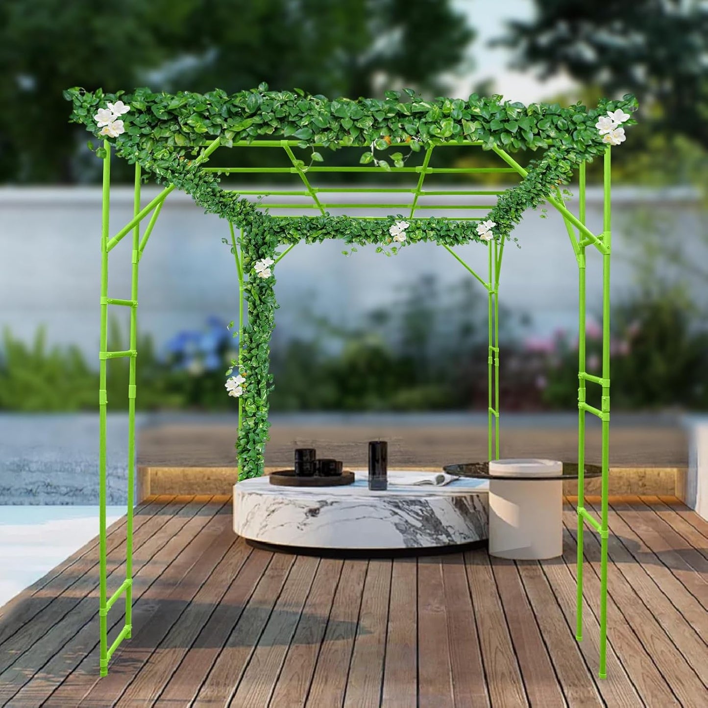 Large Grape Vine Trellis, Large Outdoor Garden Arch Trellis, Outdoor Plant Stand, Plant Climbing Display Rack for Courtyard and Garden Decoration (Green, 9.84*6.56*7.54ft/118.11*78.74*90.55inch)