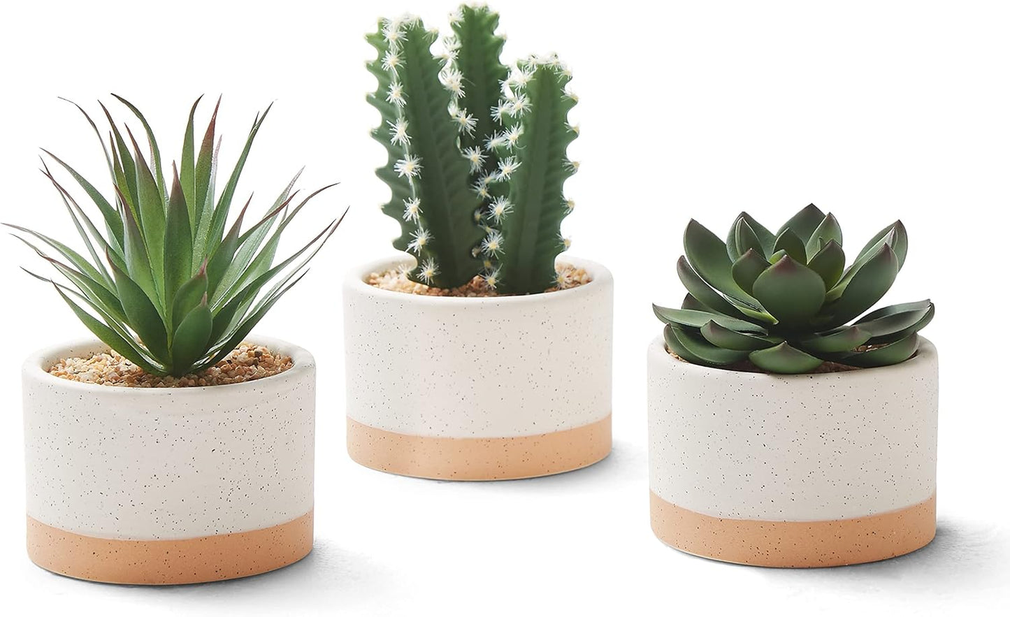 Artificial Succulent Plants in Ceramic Pots, Faux Assorted Succulents Fake Cactus Plants for Home Decor, Bedroom, Office, Desk, Living Room, Set of 3…