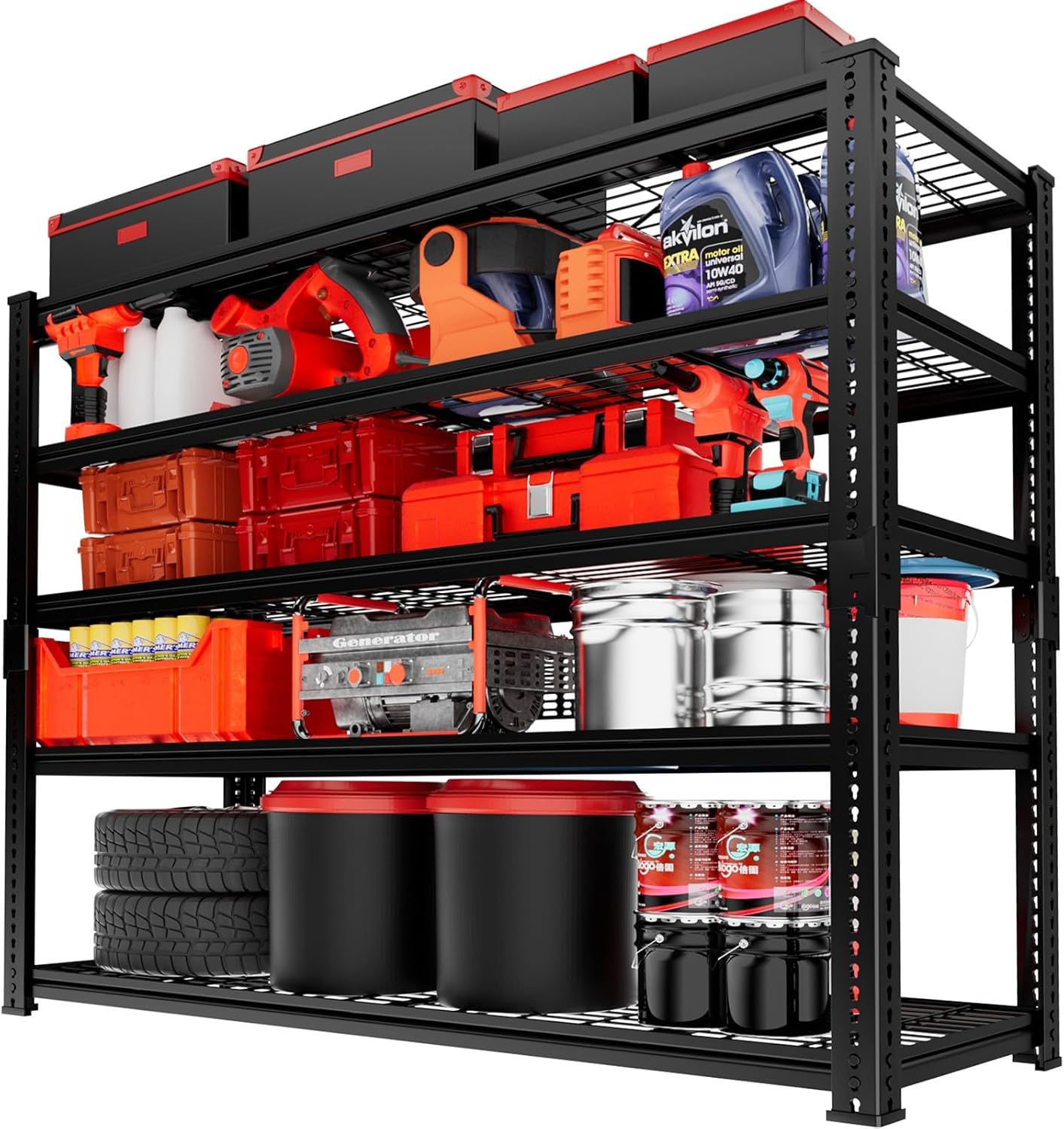 Storage Shelves, Garage Shelving Heavy Duty 3300 LBS Capacity, 60"L x 24"W x 78"H Adjustable Metal Shelving Organizer Wire Rack, 5 Tier Utility Shelf Unit for Pantry Closet Warehouse Organization