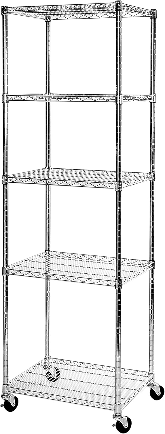 Seville Classics UltraDurable Heavy Duty NSF Solid Steel Wire Rack Storage Unit Organizer for Garage, Warehouse, Office, Restaurant, Classroom, Kitchen, 5-Tier Shelving, 60" W x 18" D
