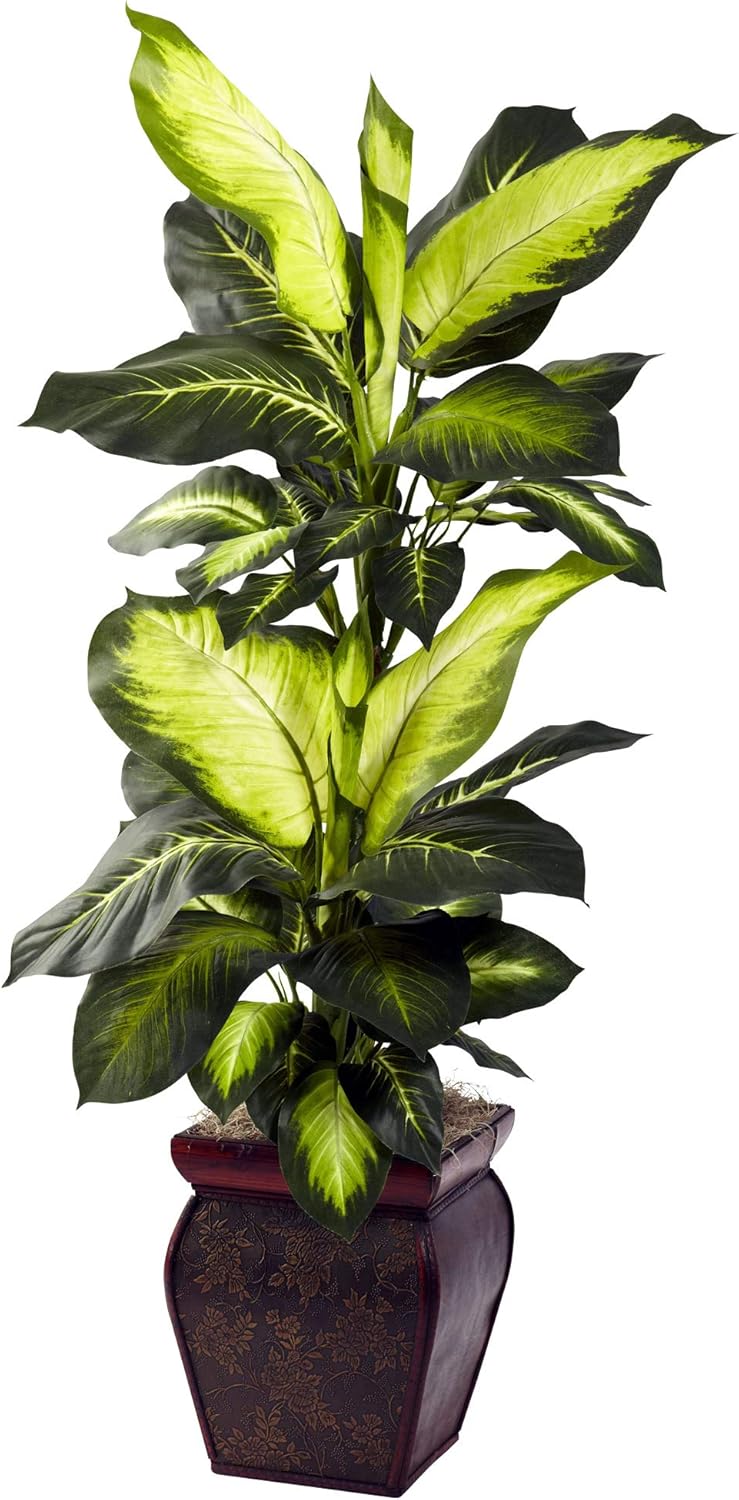 Nearly Natural Golden Dieffenbachia with Decorative Planter