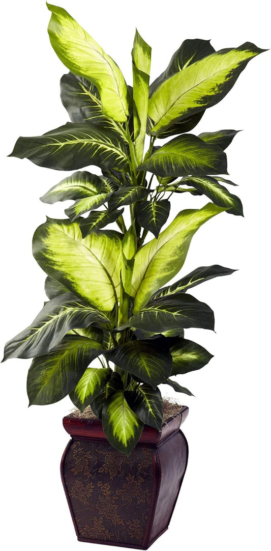 Nearly Natural Golden Dieffenbachia with Decorative Planter