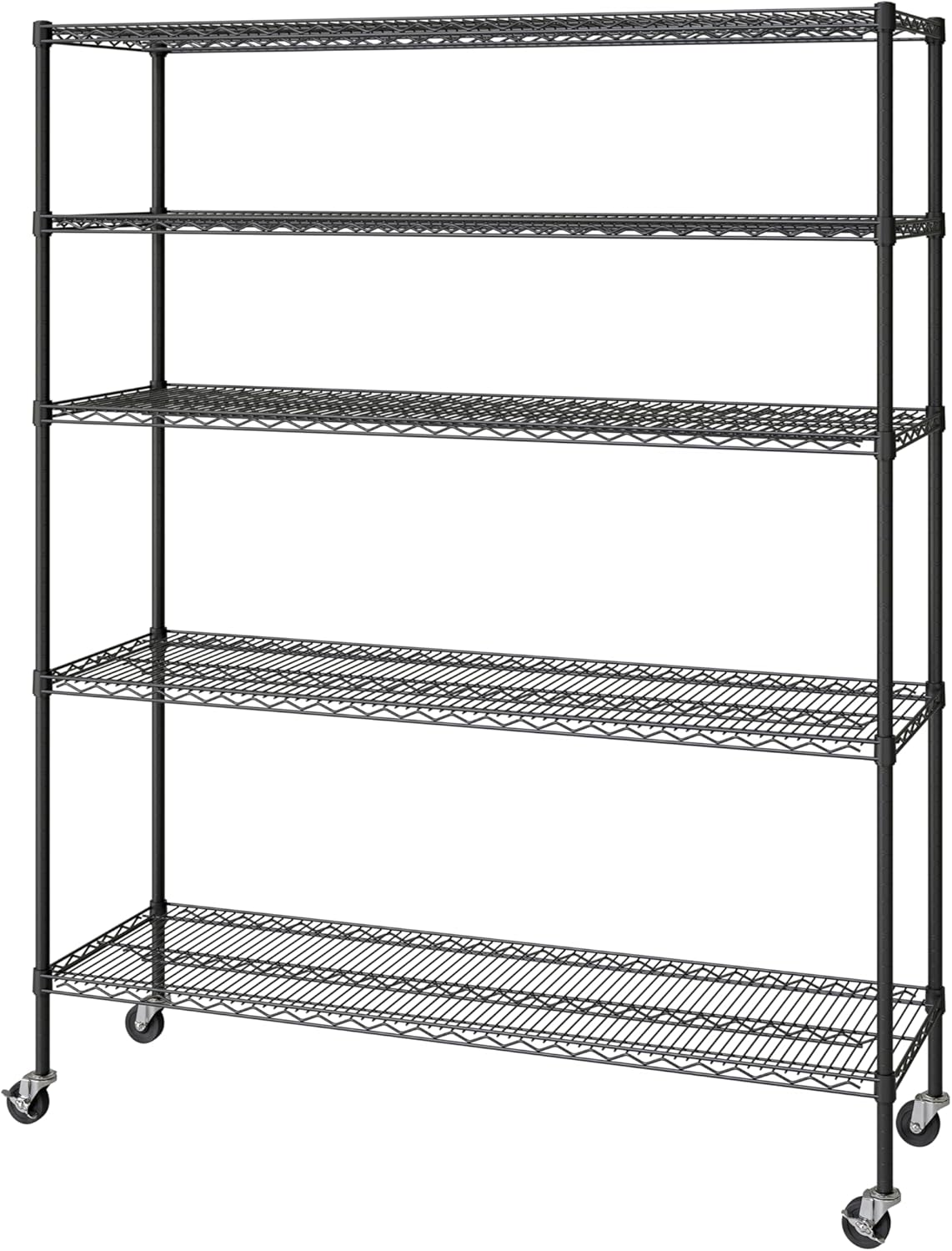 Seville Classics UltraDurable Heavy Duty NSF Solid Steel Wire Rack Storage Unit Organizer for Garage, Warehouse, Office, Restaurant, Classroom, Kitchen, 5-Tier Shelving, 60" W x 18" D