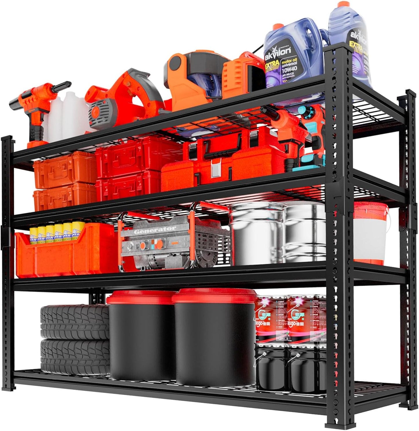 Storage Shelves, Garage Shelving Heavy Duty 3300 LBS Capacity, 60"L x 24"W x 78"H Adjustable Metal Shelving Organizer Wire Rack, 5 Tier Utility Shelf Unit for Pantry Closet Warehouse Organization