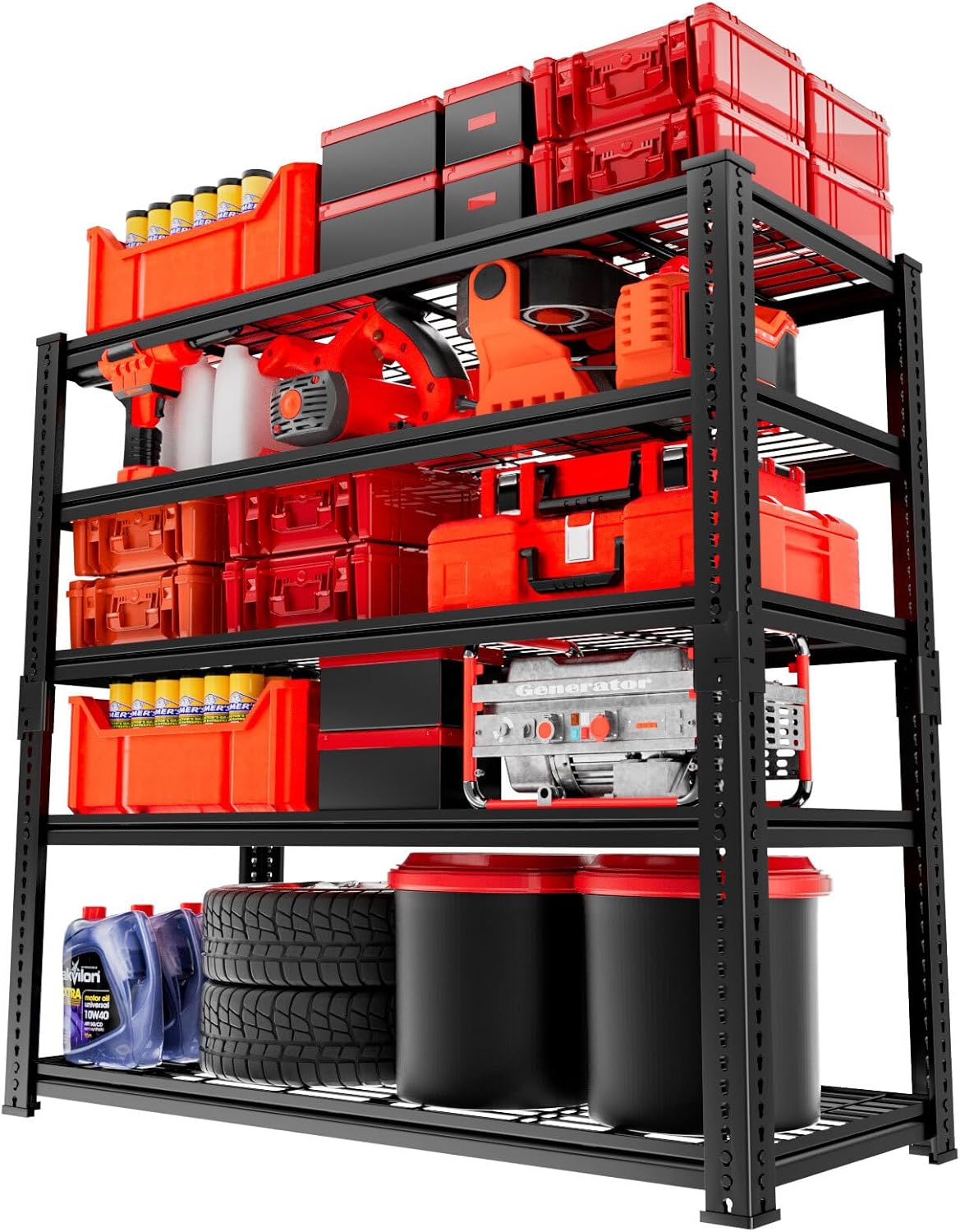 Storage Shelves, Garage Shelving Heavy Duty 3300 LBS Capacity, 60"L x 24"W x 78"H Adjustable Metal Shelving Organizer Wire Rack, 5 Tier Utility Shelf Unit for Pantry Closet Warehouse Organization