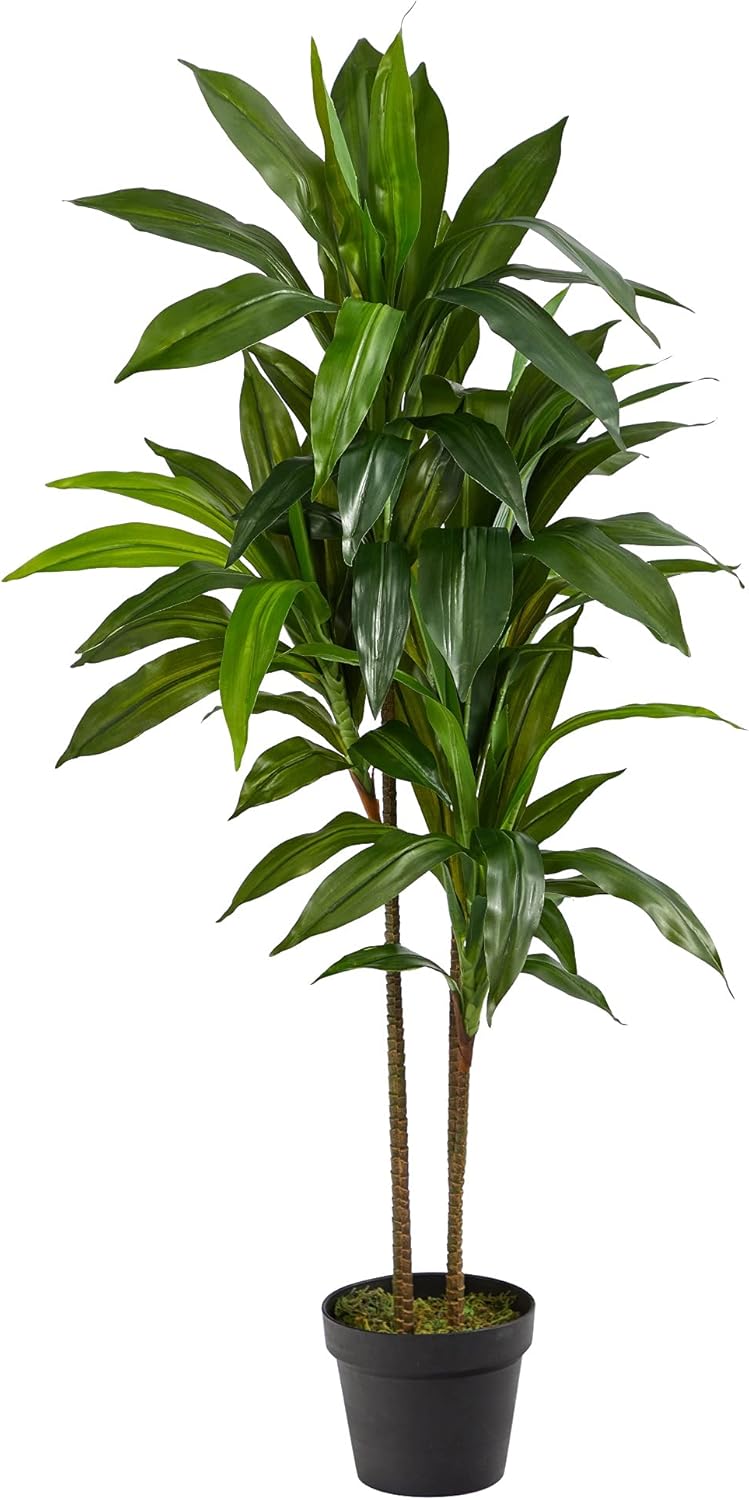 Nearly Natural 48in Dracaena Silk Plant (Real Touch) Green