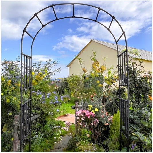Stainless Steel Garden Arch, Pavilion Plants Support Archway, Outdoor Arch Tunnel Trellis for Climbing Plant, for Courtyard, Event Decoration,Outdoor Wedding Party (Black 2.8x0.55x2.7 m)