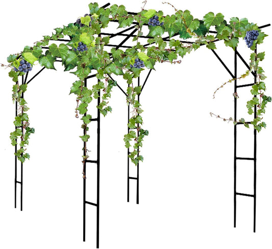 Grape Vine Trellis - Size: 78.8 * 78.5 * 59 inches - Large Outdoor Garden Arch Trellis, Used for Outdoor Climbing of Plants, Courtyard and Garden Decoration of Pavilions (Black)