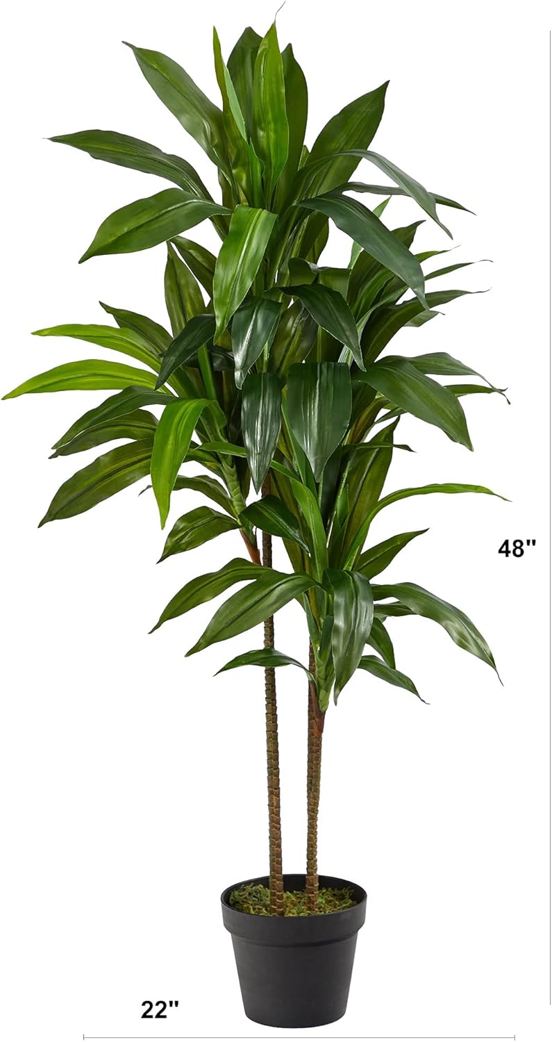 Nearly Natural 48in Dracaena Silk Plant (Real Touch) Green