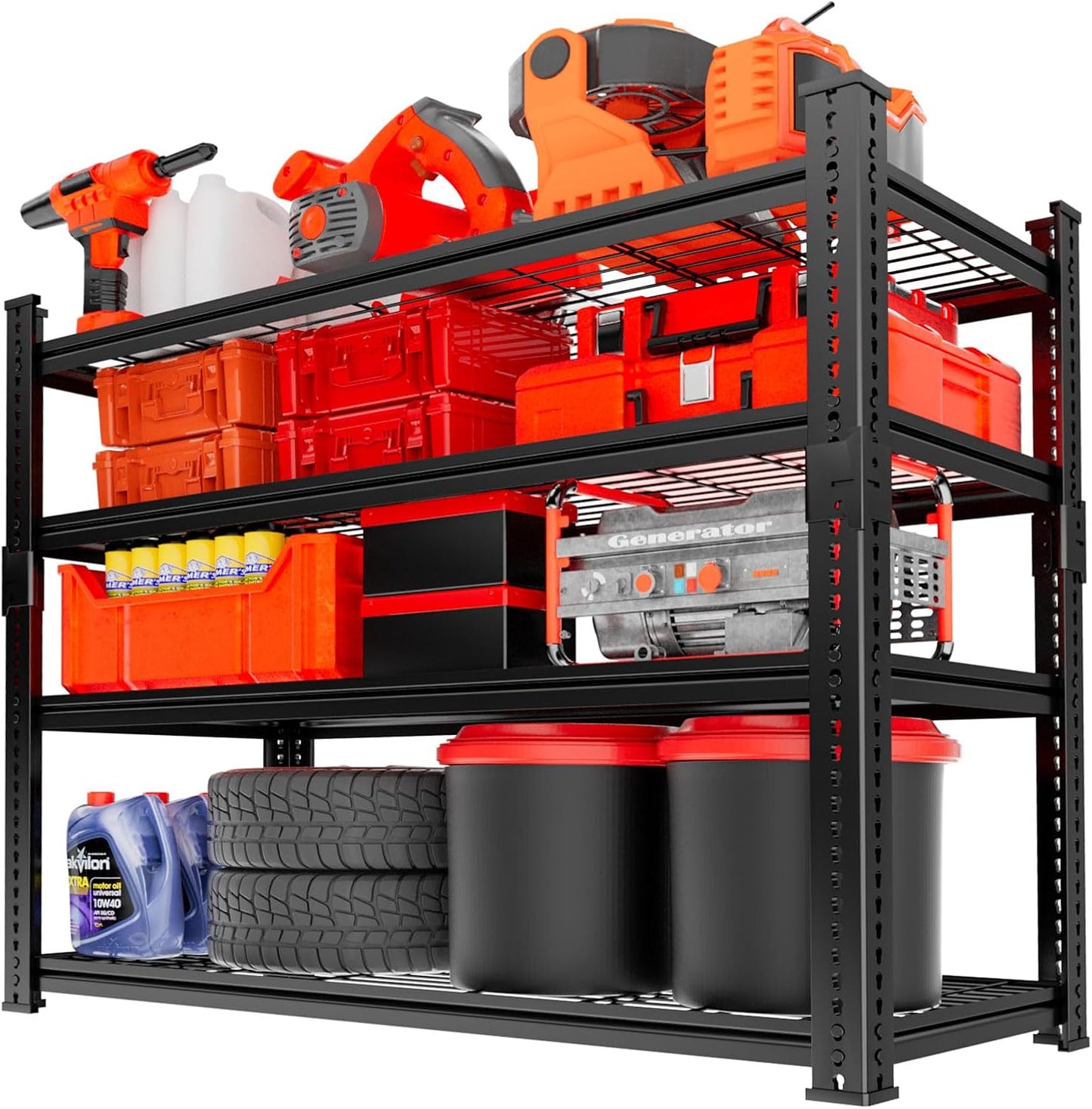 Storage Shelves, Garage Shelving Heavy Duty 3300 LBS Capacity, 60"L x 24"W x 78"H Adjustable Metal Shelving Organizer Wire Rack, 5 Tier Utility Shelf Unit for Pantry Closet Warehouse Organization