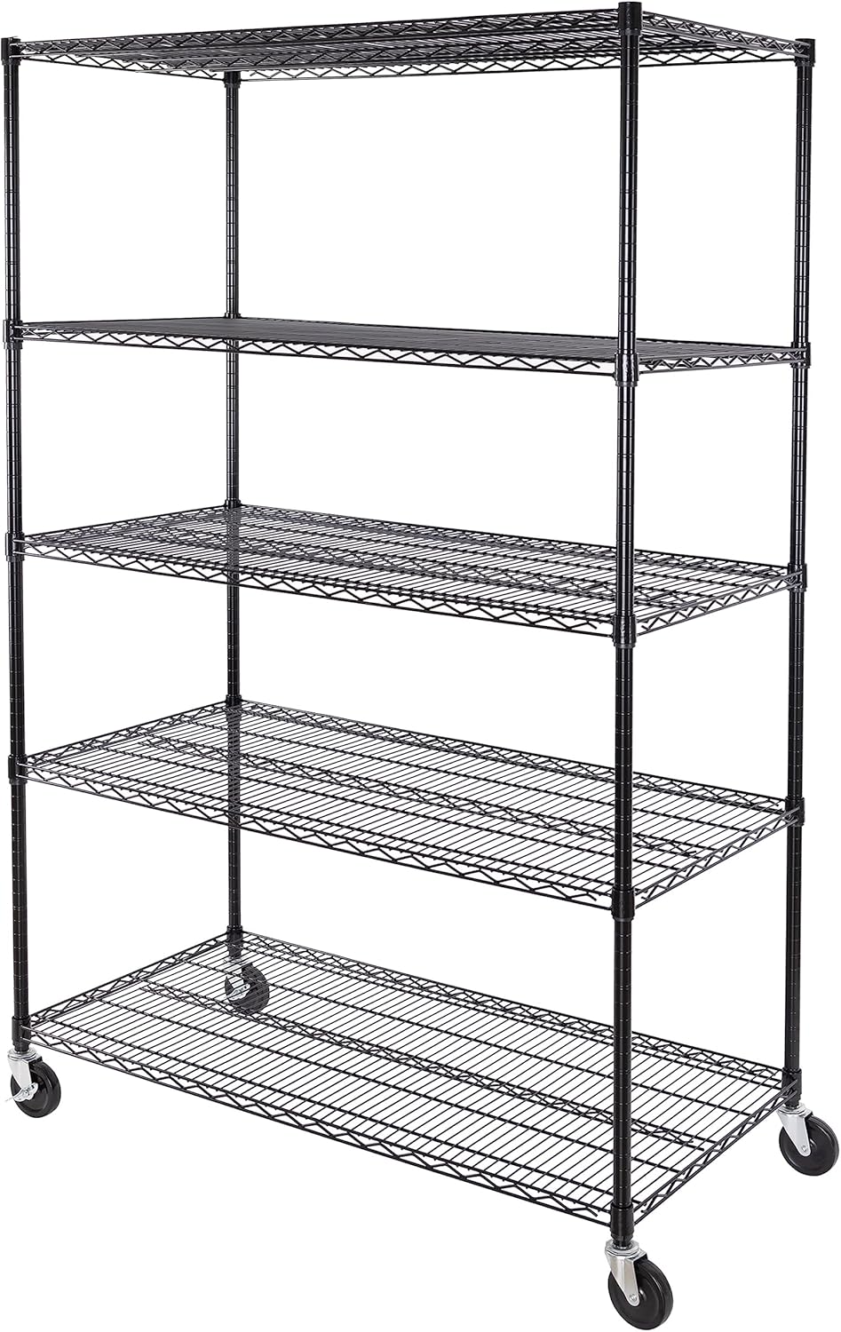 Seville Classics UltraDurable Heavy Duty NSF Solid Steel Wire Rack Storage Unit Organizer for Garage, Warehouse, Office, Restaurant, Classroom, Kitchen, 5-Tier Shelving, 60" W x 18" D