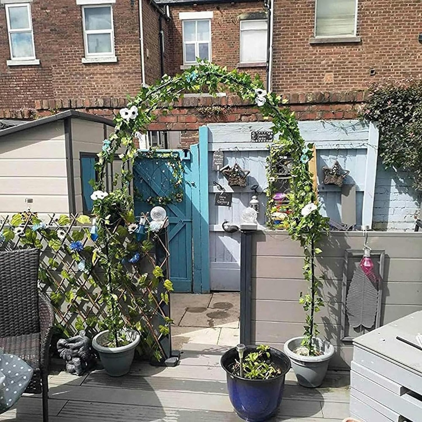 Garden Tree Arch Metal Arch, Used for Climbing Plants, Independent Tree Frame Pavilion Garden Arch(Green,W1.4M*H2.3M)