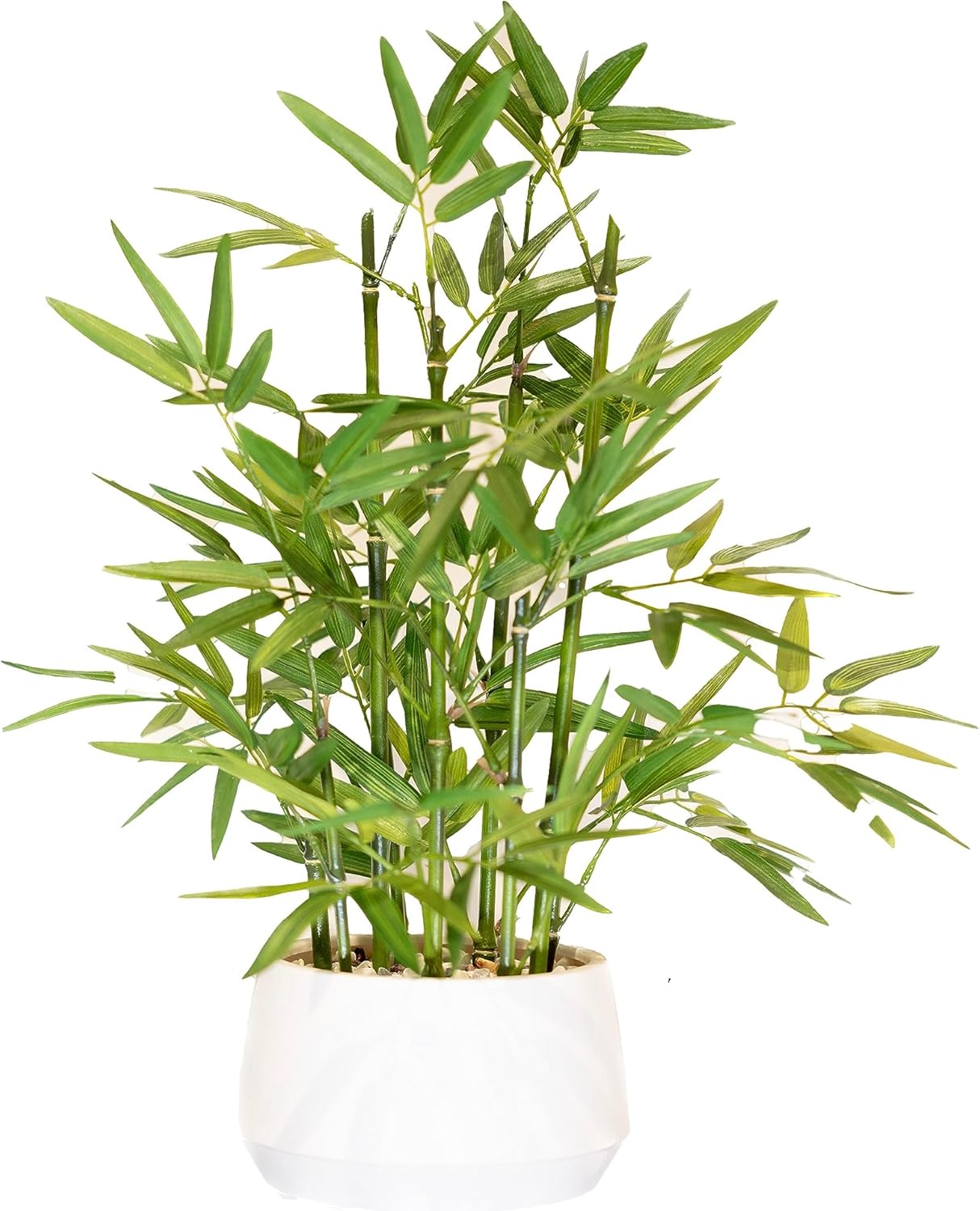 365 Blooming Decor 18 Inch Tall White Potted Faux Bamboo Plant - Luxury Artificial Bamboo in White Pot for Home, Office, Kitchen, Counter Top, Indoor Decor, Money Tree, Lucky Tree