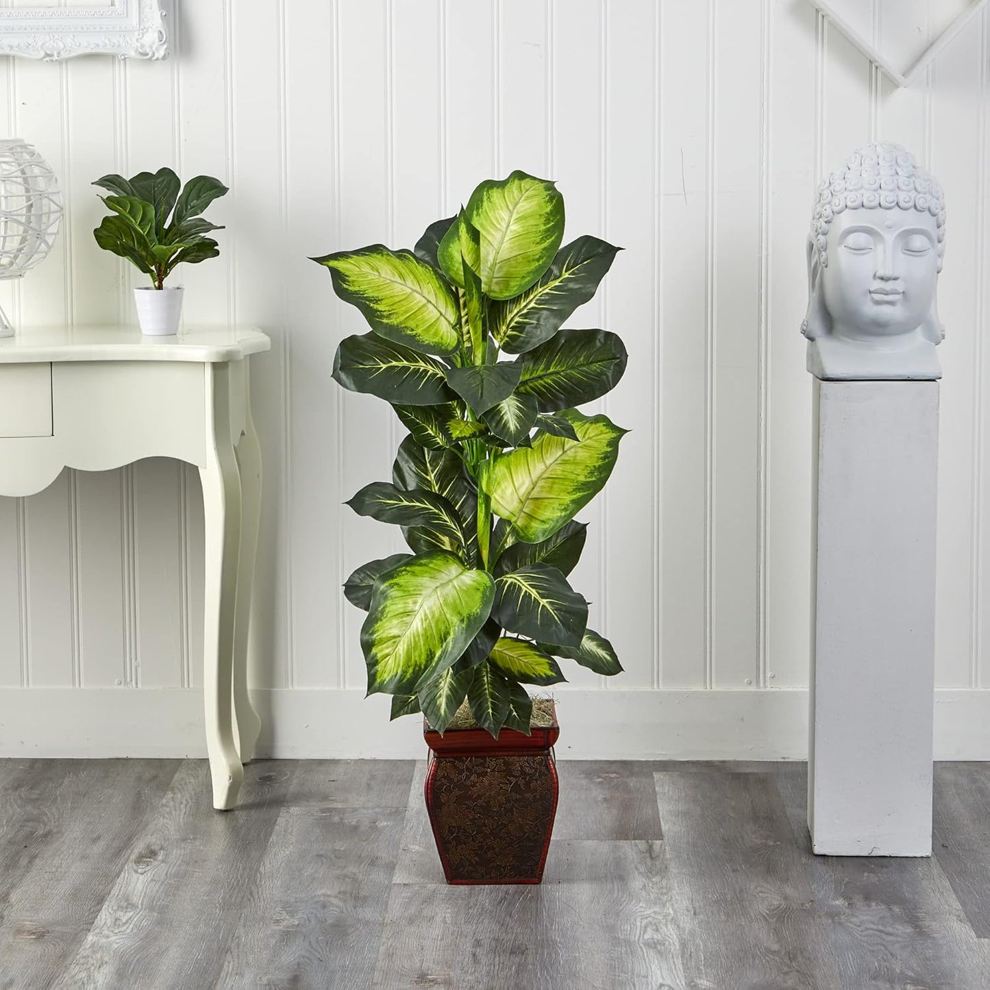 Nearly Natural Golden Dieffenbachia with Decorative Planter