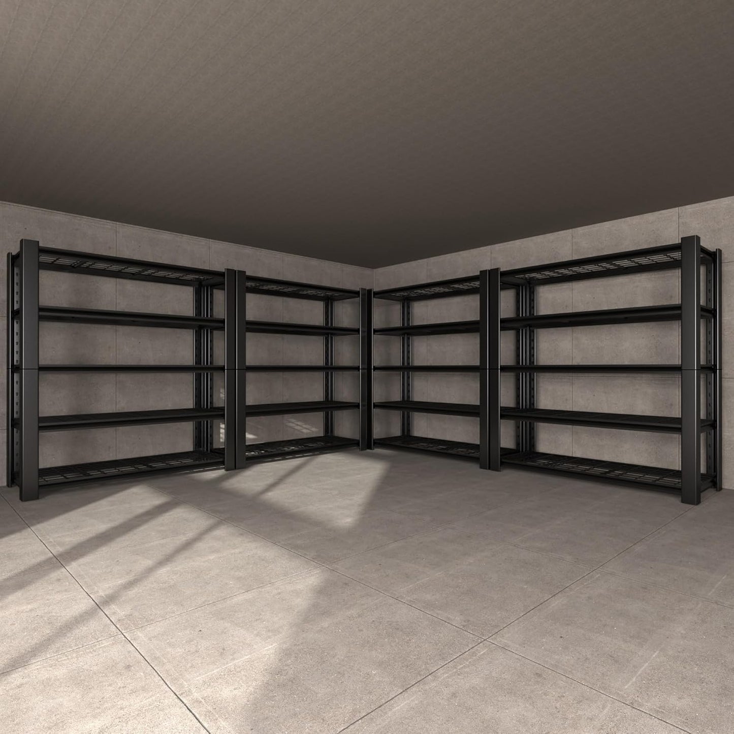 5-Tier Garage Shelving Heavy Duty, 3000 LBS Capacity Metal Storage Rack 24" D x 60" W x 76" H, Adjustable Steel Shelves Unit for Garage, Warehouse, Basement, Pantry, Workshop.1 Pack