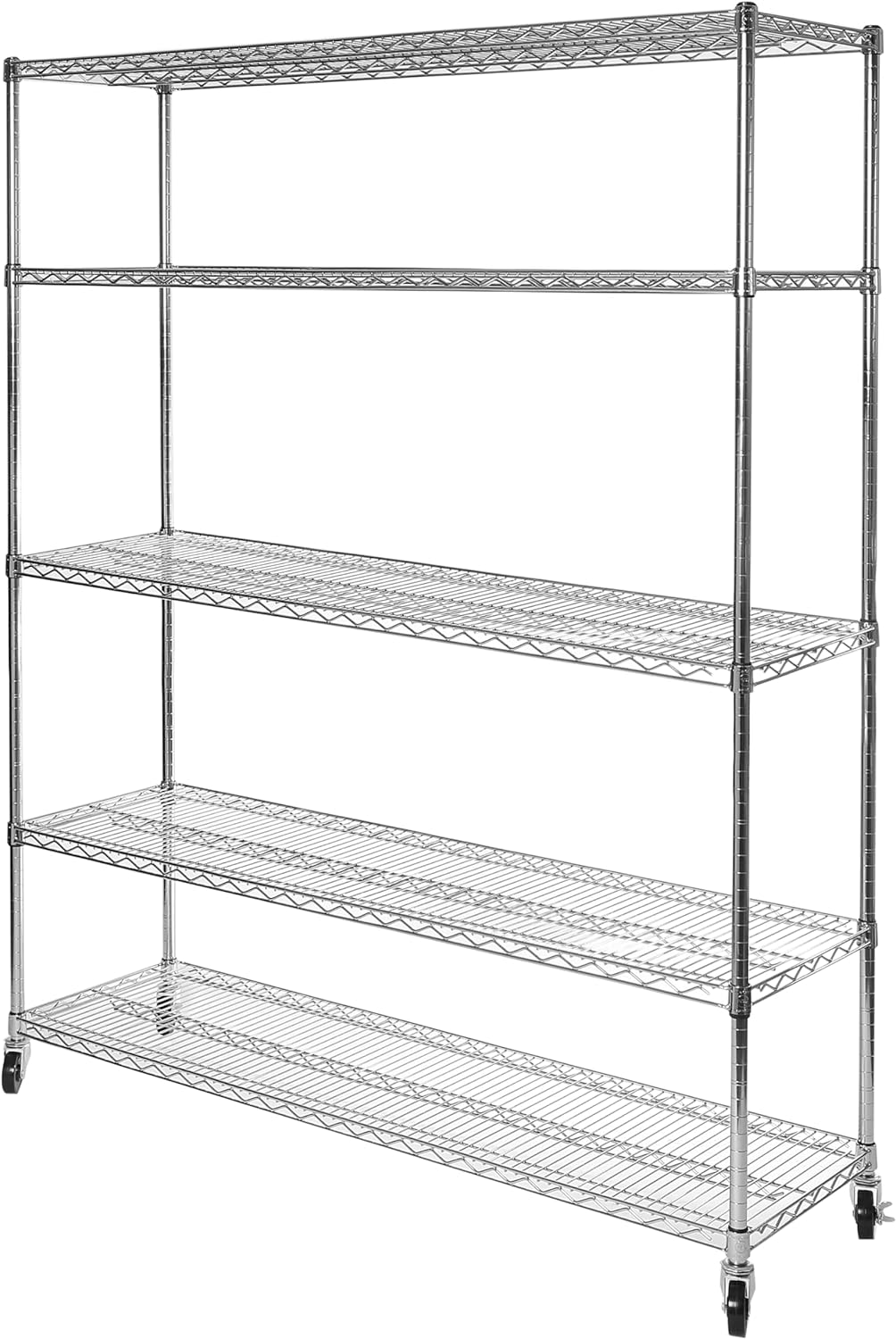 Seville Classics UltraDurable Heavy Duty NSF Solid Steel Wire Rack Storage Unit Organizer for Garage, Warehouse, Office, Restaurant, Classroom, Kitchen, 5-Tier Shelving, 48" W x 18" D