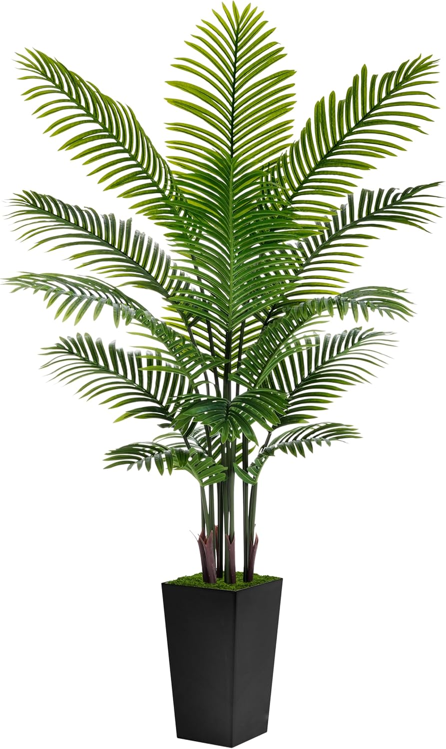 Artificial Palm Tree 5FT - Fake Tree with White Tall Planter - Faux Tropical Areca Floor Plant in Pot - Artificial Silk Plant for Home Office Living Room Decor Indoor