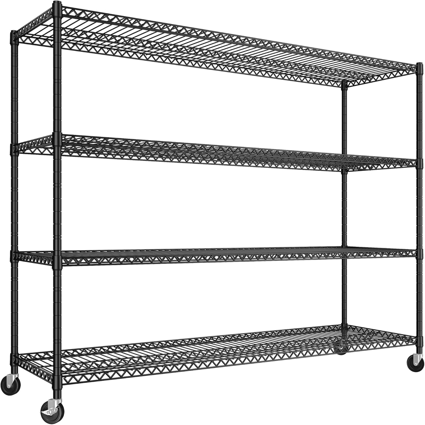 REIBII 85.7"H Storage Shelves 2998LBS Metal Shelving Units with Wheels&Feet, 5 Tier Garage Shelving Heavy Duty Adjustable Wire Shelf for Pantry Garage Commercial Industrials, 85.7"H X 55.5"W X 24.2"D