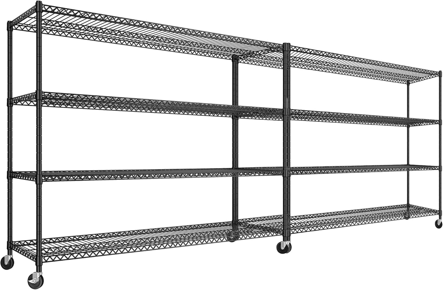 REIBII 85.7"H Storage Shelves 2998LBS Metal Shelving Units with Wheels&Feet, 5 Tier Garage Shelving Heavy Duty Adjustable Wire Shelf for Pantry Garage Commercial Industrials, 85.7"H X 55.5"W X 24.2"D